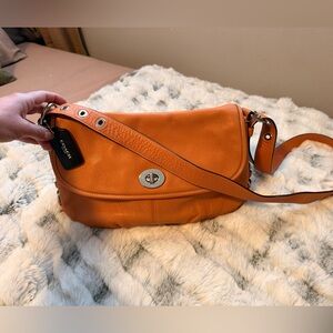 Coach Vibrant Orange Leather Shoulder Bag